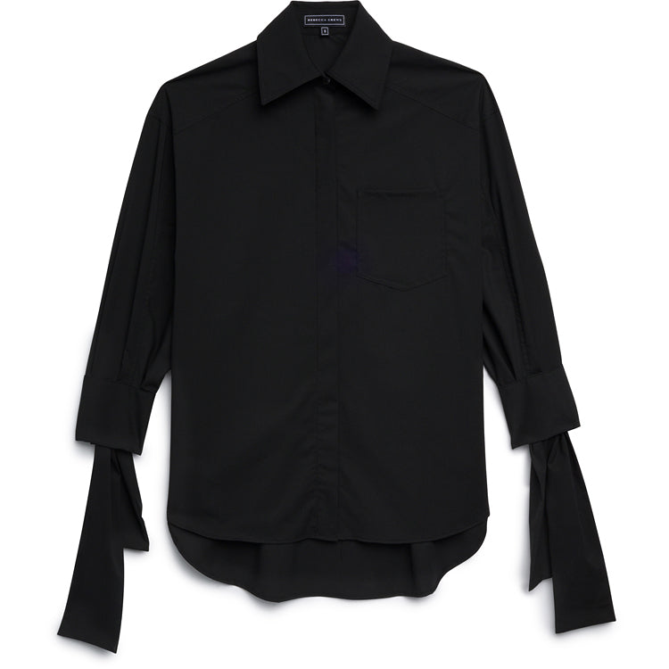 TIE-WRIST OVERSIZED BUTTON DOWN BLACK