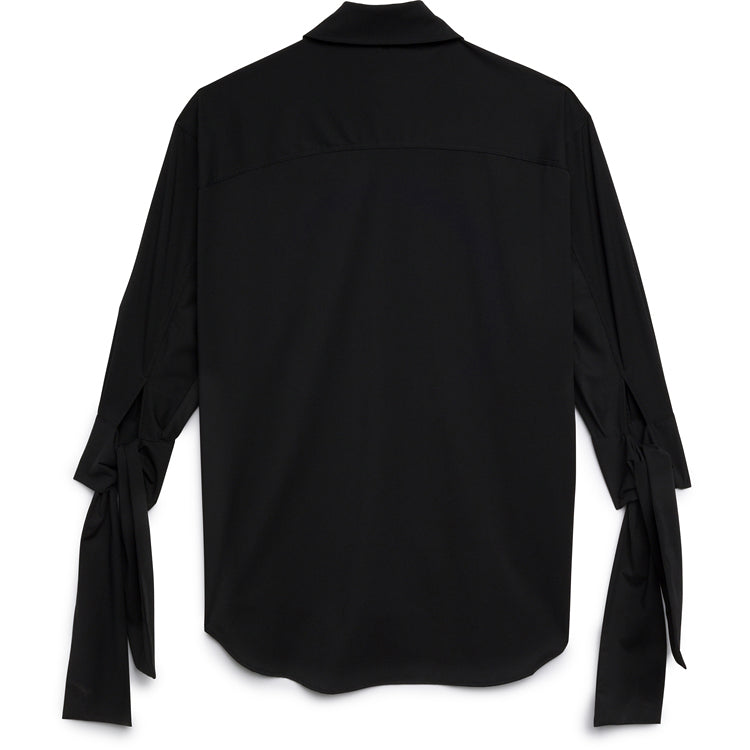 TIE-WRIST OVERSIZED BUTTON DOWN BLACK