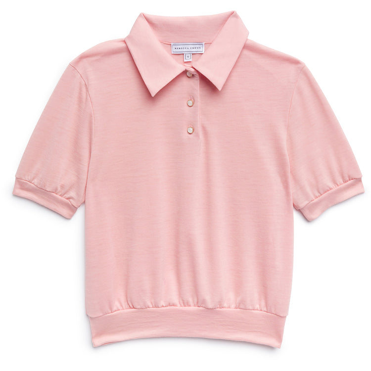 PEARL BUTTON GOLF SHIRT PINK