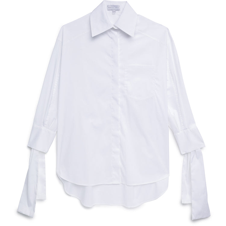 TIE-WRIST OVERSIZED BUTTON DOWN WHITE