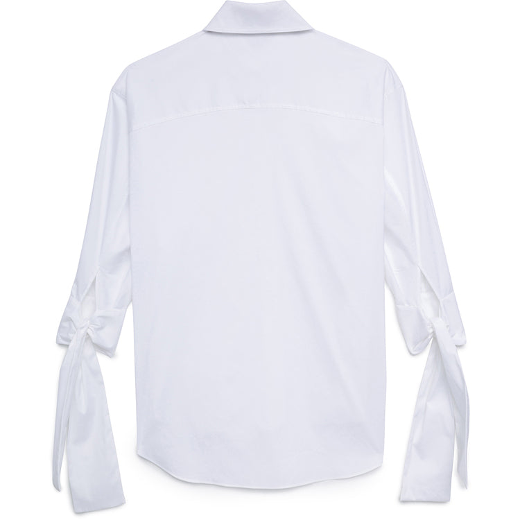 TIE-WRIST OVERSIZED BUTTON DOWN WHITE