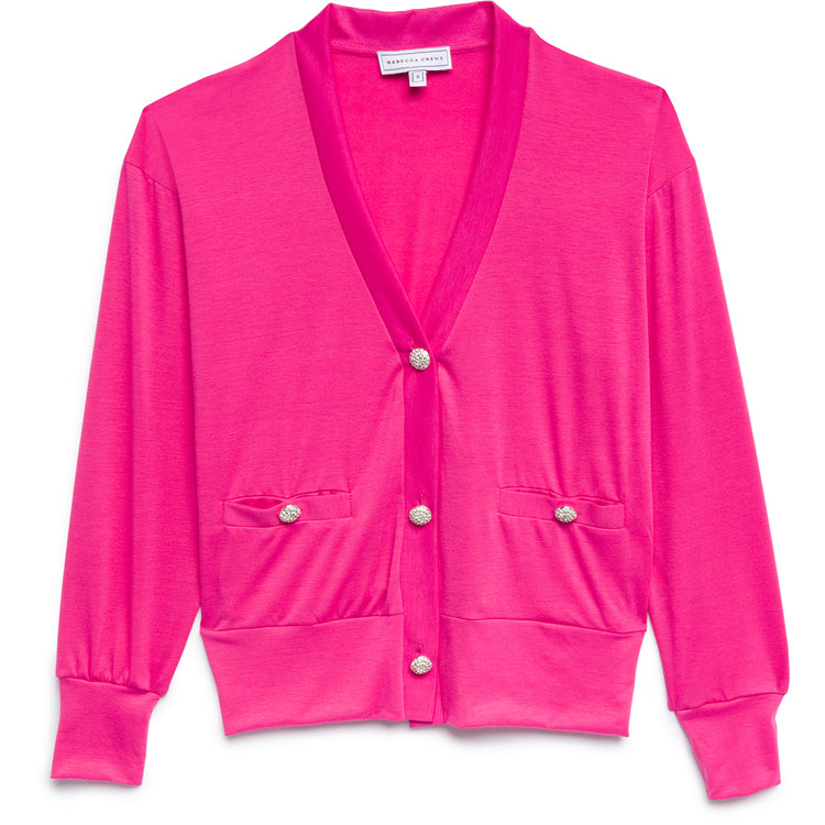 JEWEL BUTTON CARDIGAN FUSCHIA