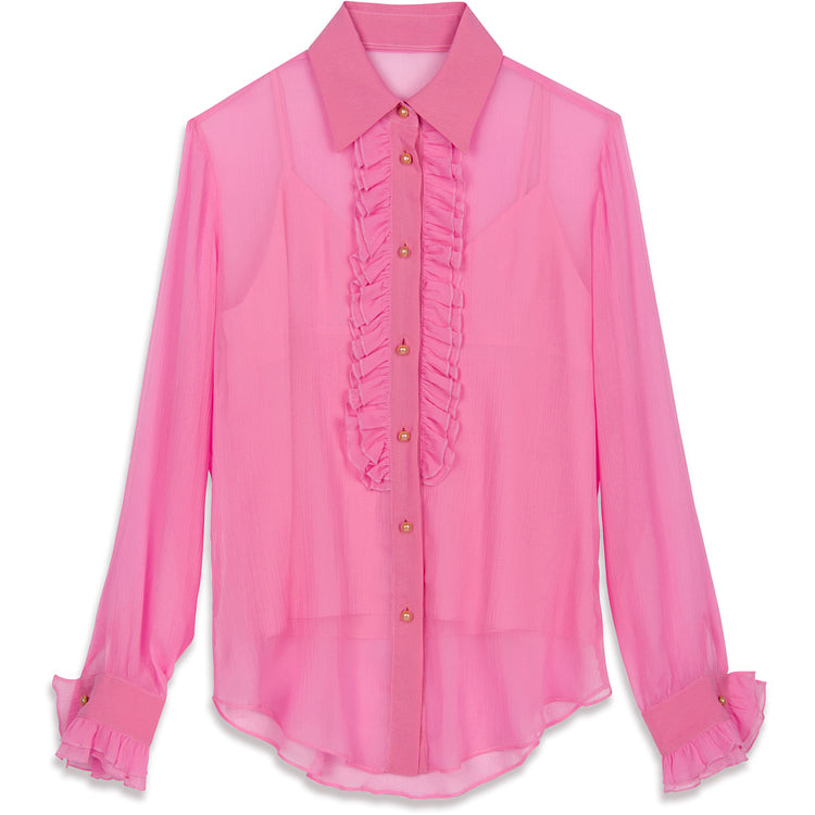 RUFFLE BLOUSE BUBBLE GUM