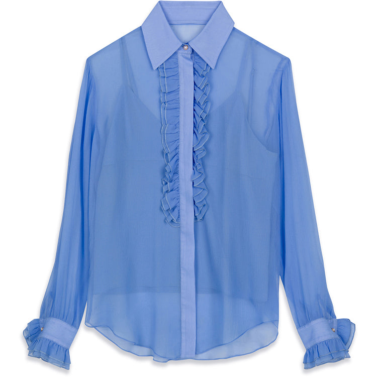 RUFFLE BLOUSE ROBIN'S EGG BLUE