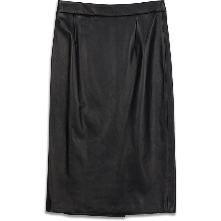 LEATHER MIDI SKIRT