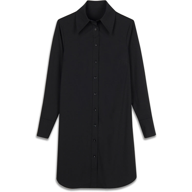 COTTON POPLIN SHIRT DRESS BLACK