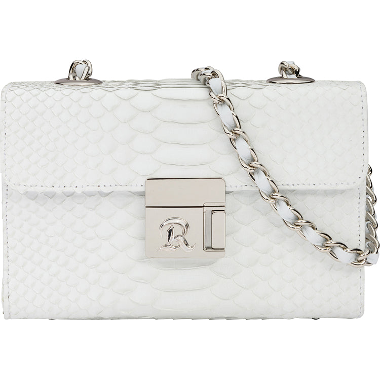 SNAKESKIN CLUTCH WHITE