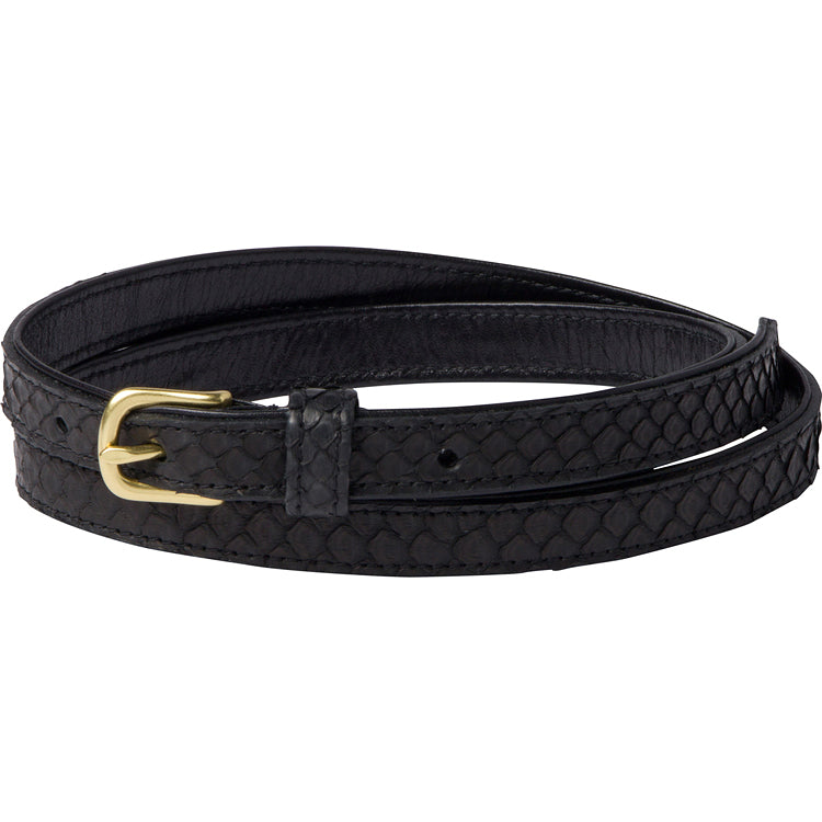 SKINNY BELT BLACK SNAKESKIN WITH GOLD