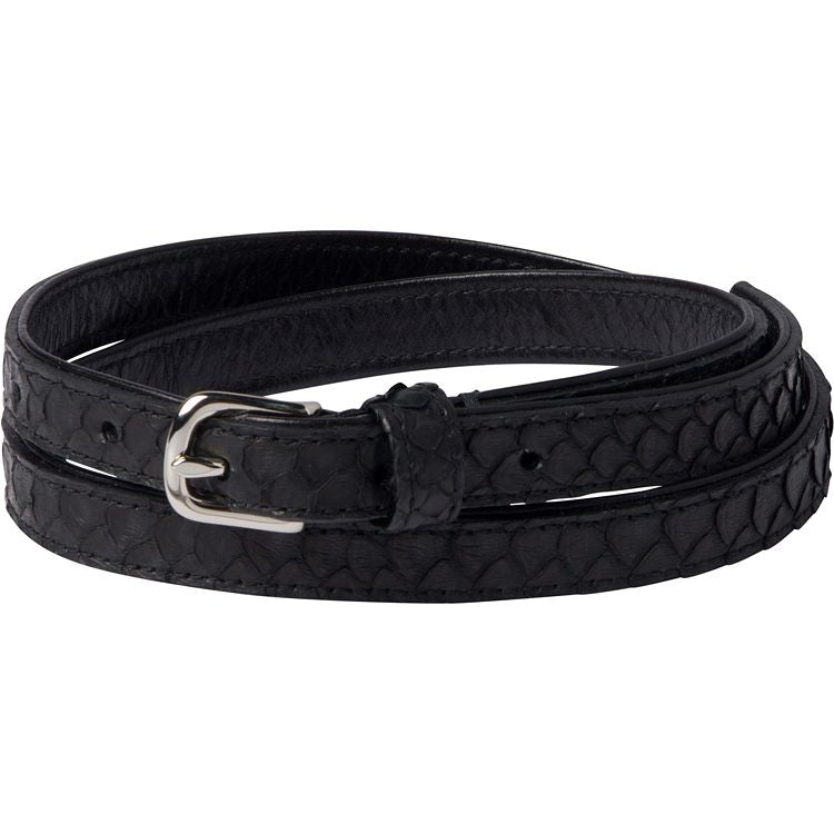 SKINNY BELT BLACK SNAKESKIN WITH SILVER