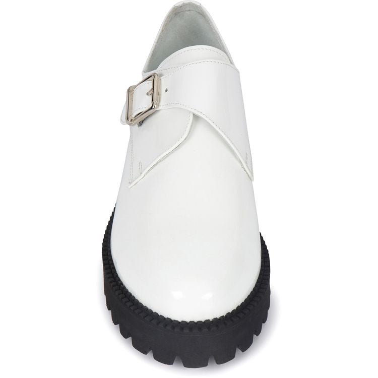 WHITE PATENT LEATHER MONK STRAP