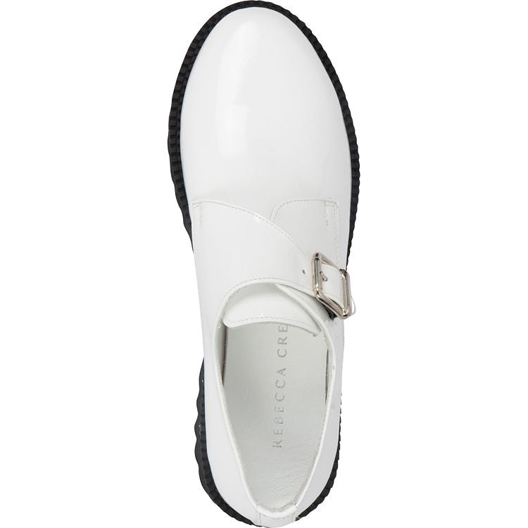 WHITE PATENT LEATHER MONK STRAP