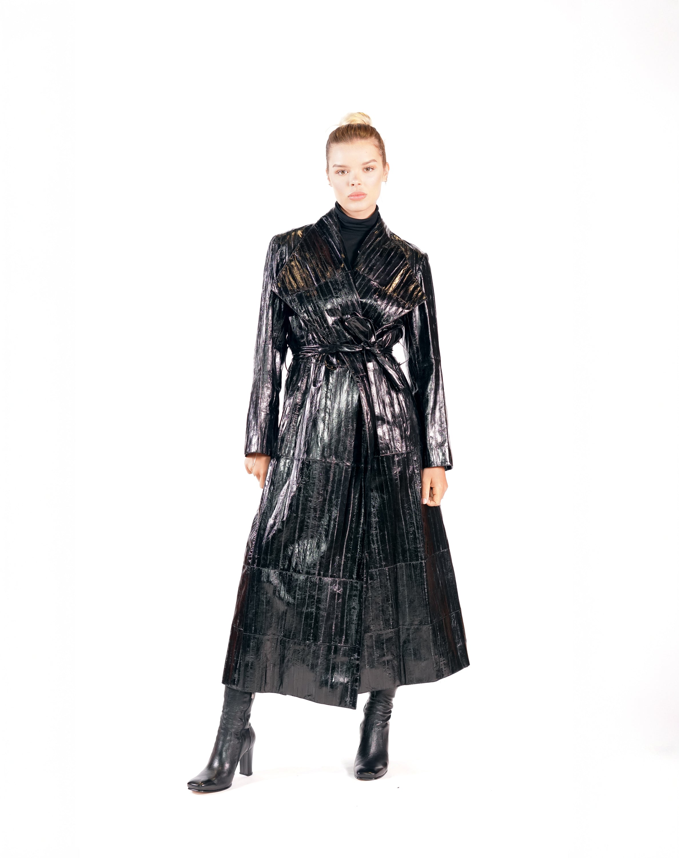 SARAH TRENCH COAT BLACK EEL SKIN