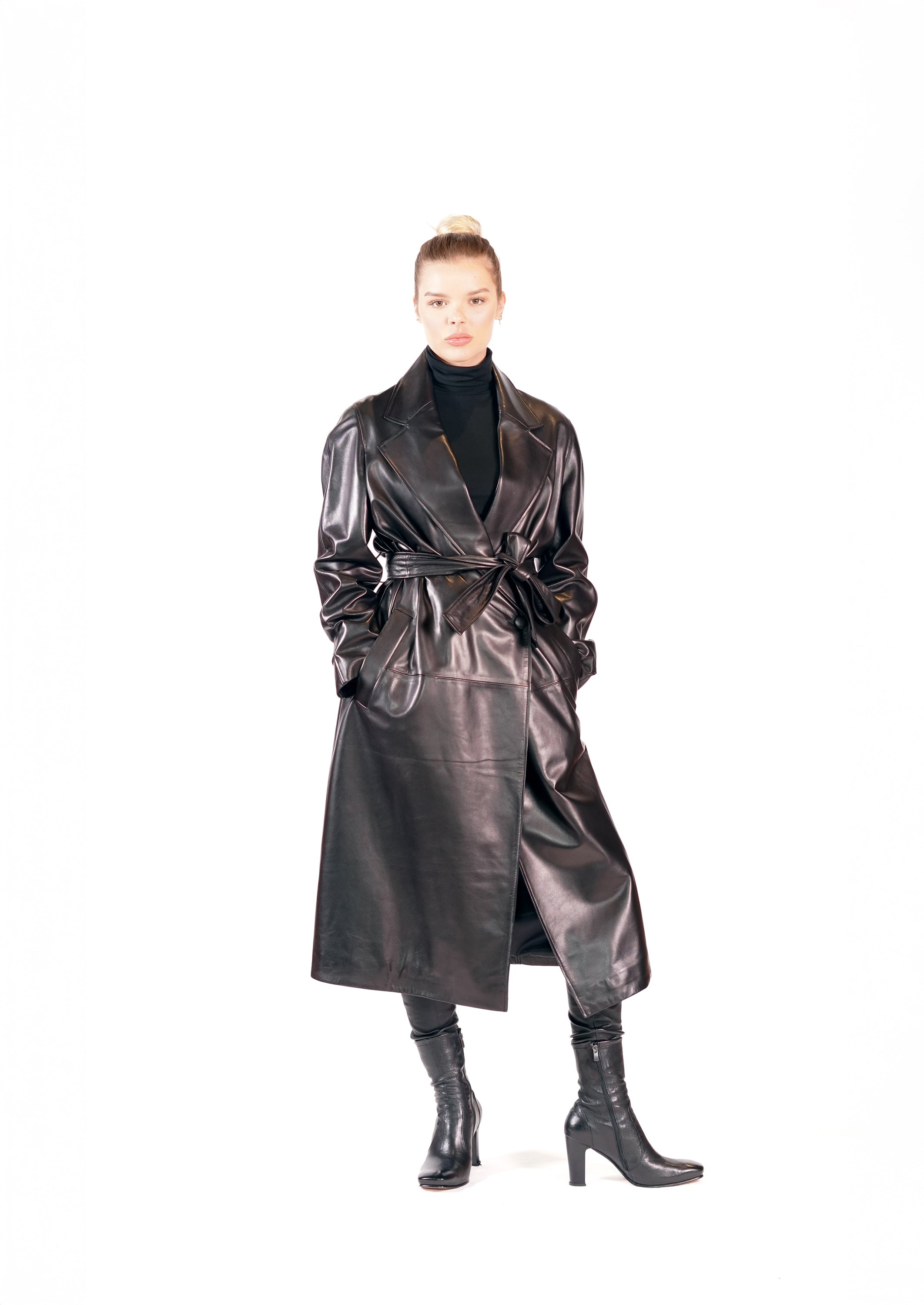 RC RELAXED LEATHER TRENCH COAT