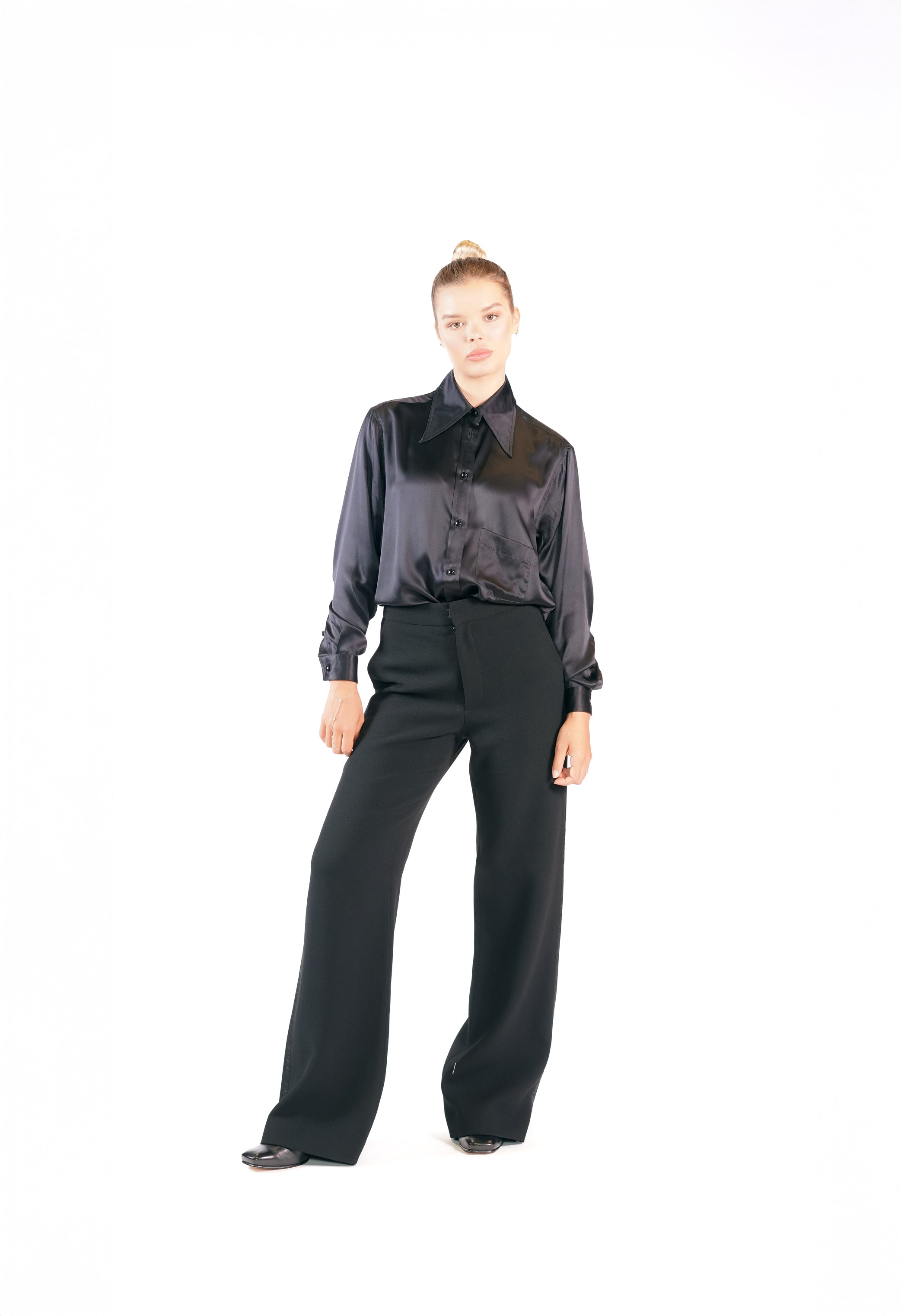 ANNA MAY BLOUSE SILK CHARMEUSE BLACK