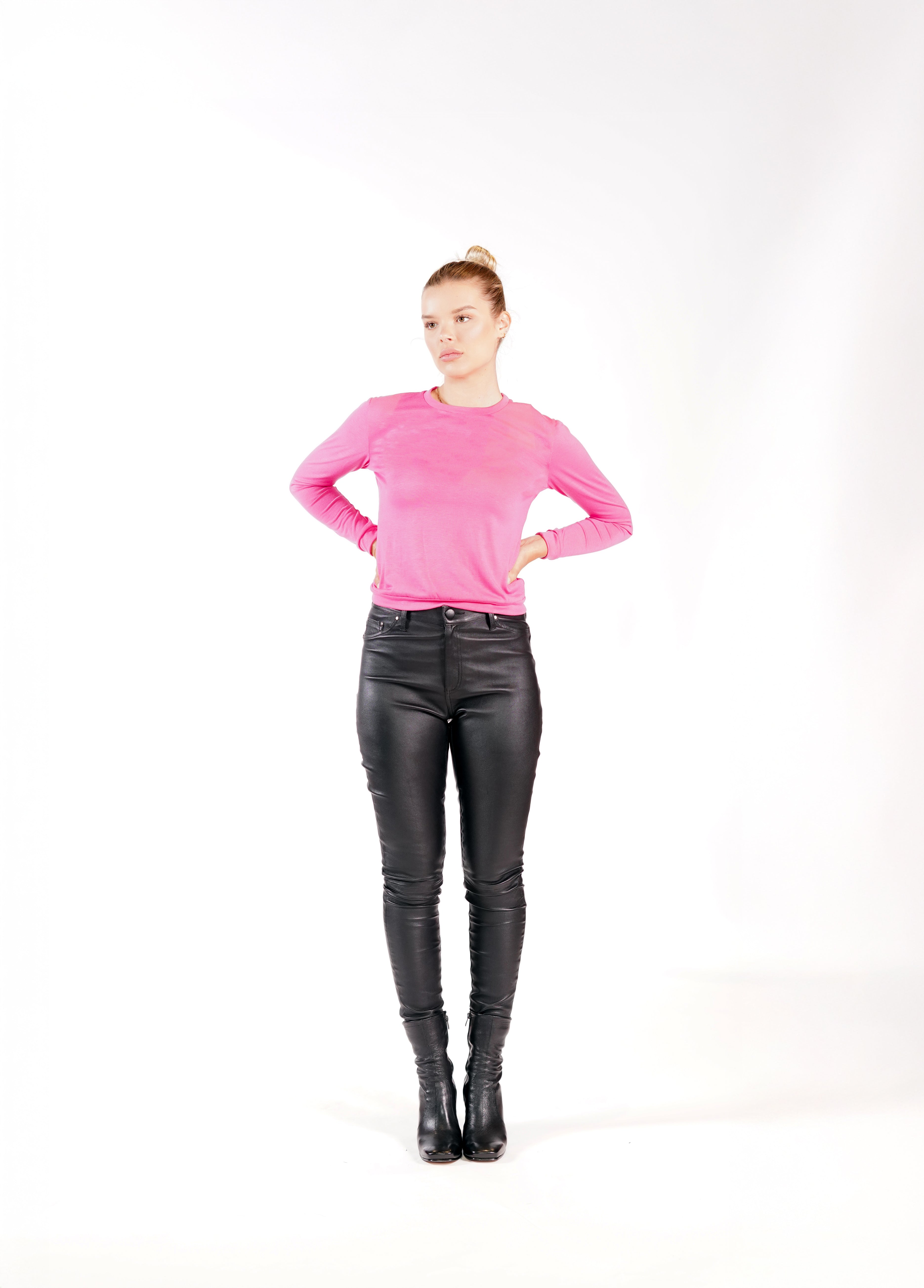 WOOL JERSEY CREWNECK FUSCHIA