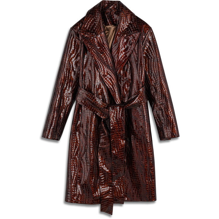 Tiger Eye embossed croc trench