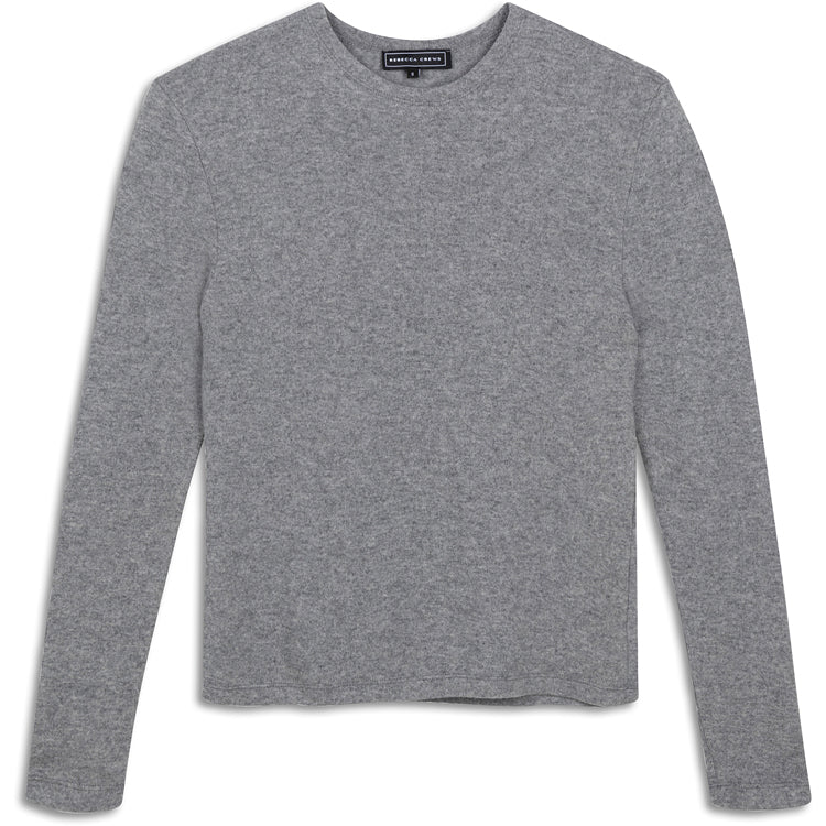 CASHMERE CREW NECK SWEATER HEATHER GREY