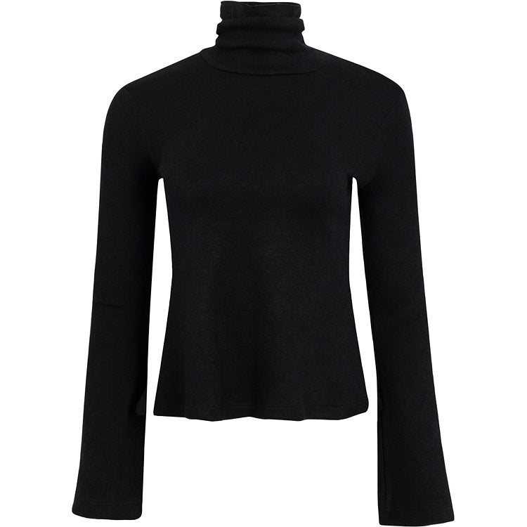 CASHMERE BELL SLEEVE TURTLENECK- ONYX