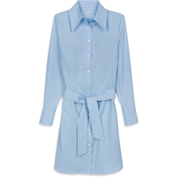 COTTON POPLIN SHIRT DRESS BLUE