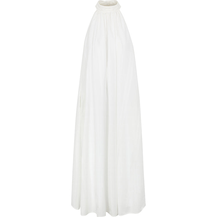 WHITE COTTON HALTER NECK MAXI